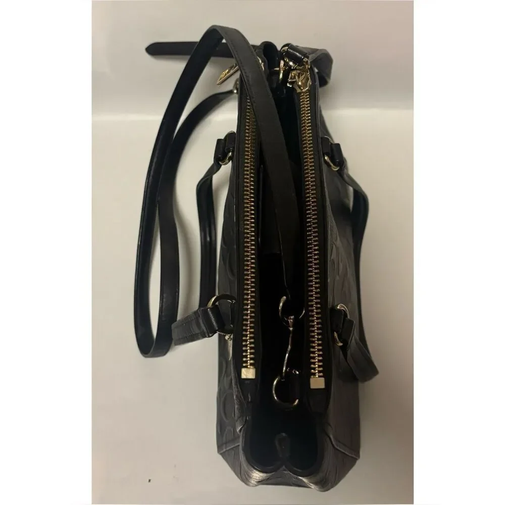 Rare~ Coach STANTON CARRYALL 26 IN SIGNATURE EMBOSSED Black LEATHER